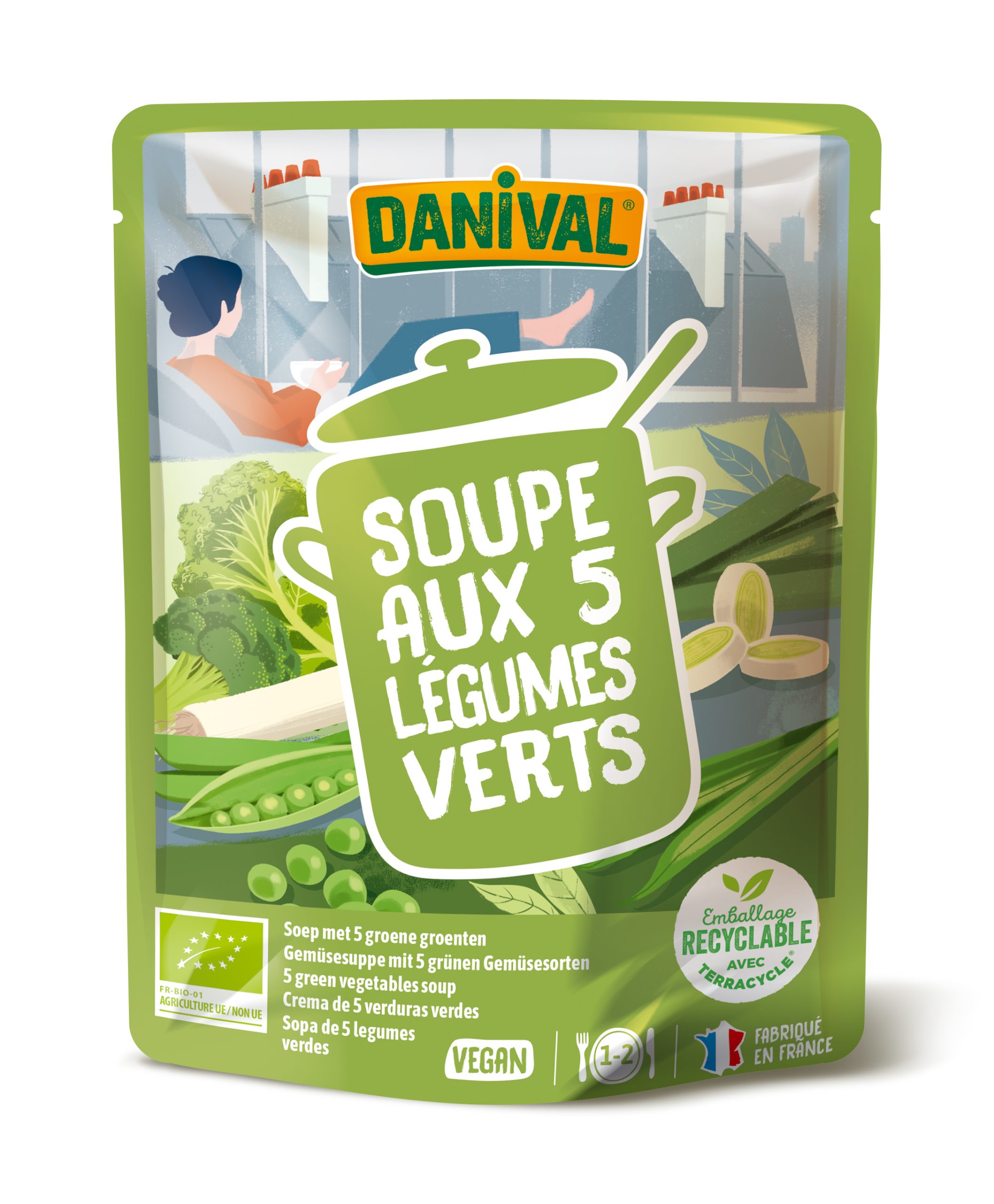 00839 Soupe aux 5 légumes verts bio 50 cl - Danival